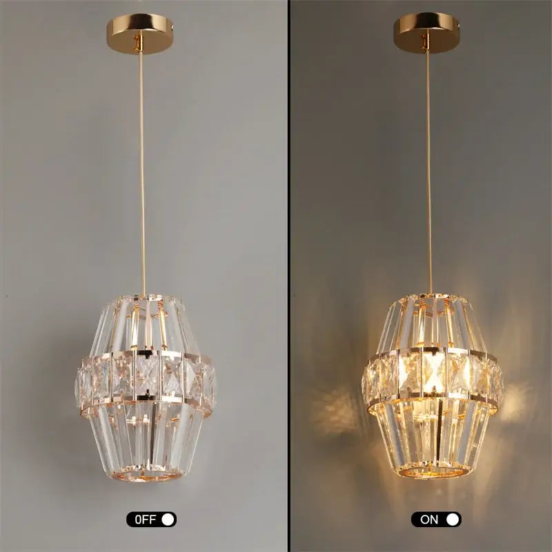 Modern Crystal Pendant Light with Gold-Tone Details