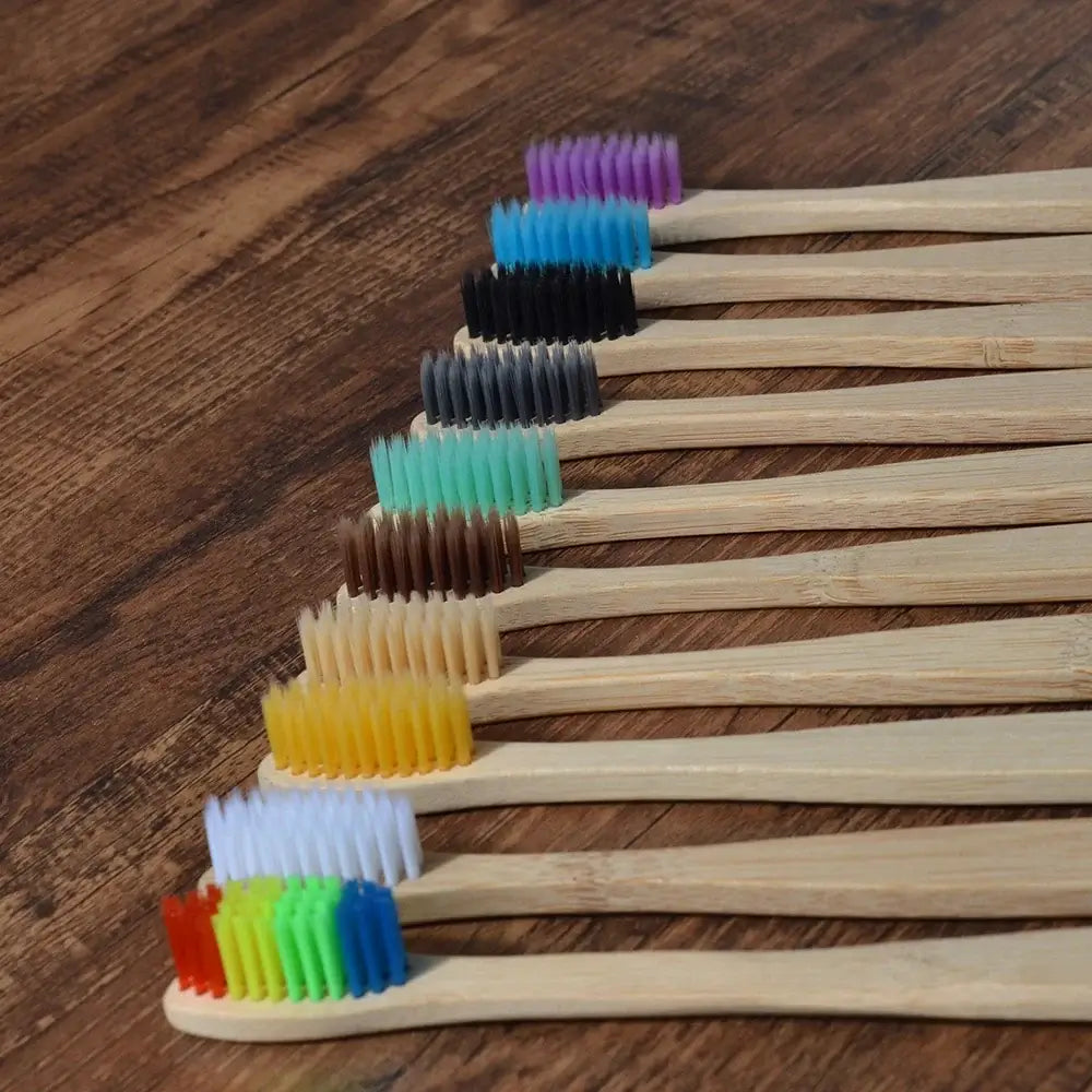 Bamboo World Adult Bamboo Toothbrushes - Set of 10