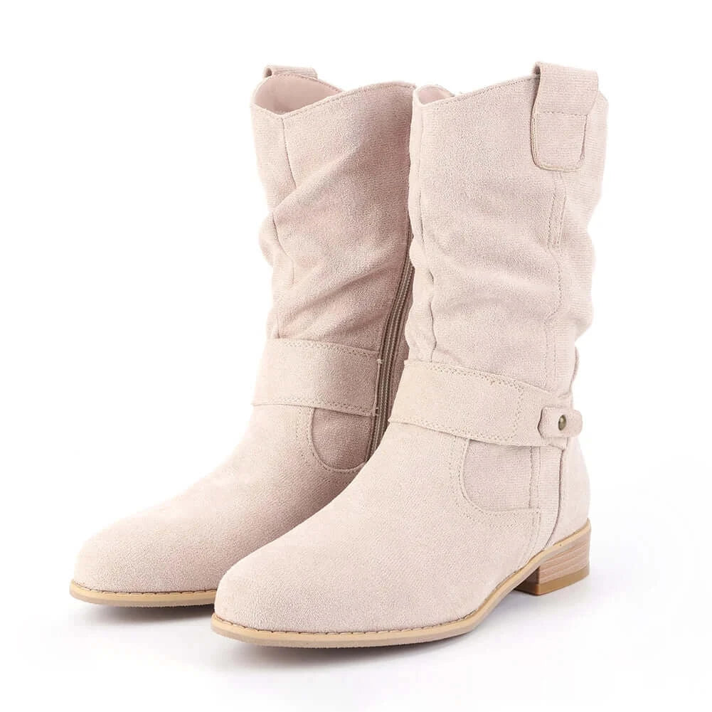 Women Ankle Boots with Buckle Comfortable Suede Boots Non Slip Pointed Toe Boots Lightweight Western Cowboy Boots for Dailyware