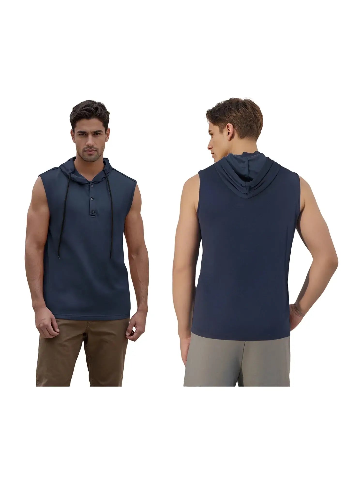 Men s Sleeveless Hooded Tank Tops Solid Color Workout T-Shirt Gym Fitness Training Vest Casual Streetwear Running Top