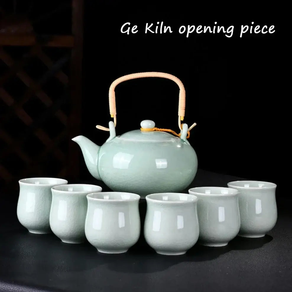 ceramic tea set with handle