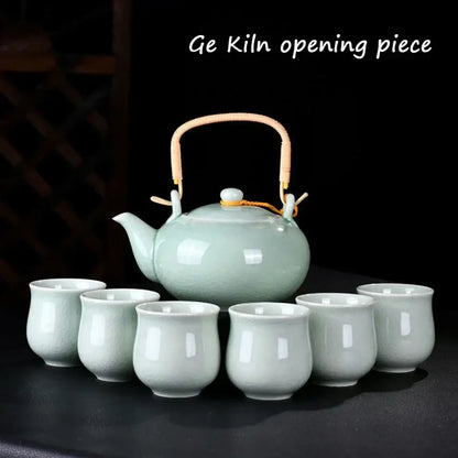 ceramic tea set with handle