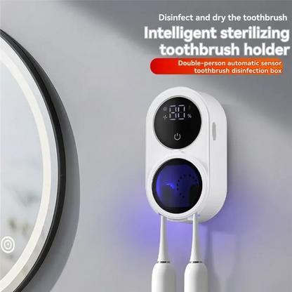 ABLE-Smart Home Toothbrush Holder Cleaner For Bathroom Light Cleaning Fan Drying Automatic Rotating Cover Wall Mounting