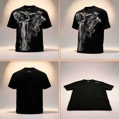 Y2K Gothic Print Oversized Cotton T-Shirt