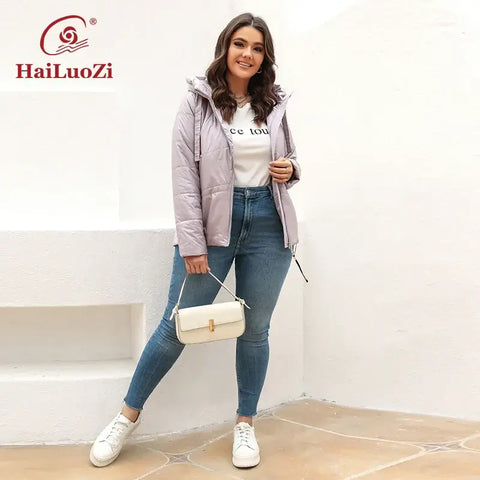 HaiLuoZi Spring Autumn Women's Jacket Casual Fashion Side Zipper Plus.