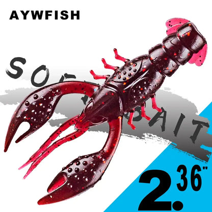 AYWFISH 6PCS Craw Shrimp Fishing Lures Lobster Silicone 6CM 3.5G Hot Sale Artificial Soft Plastic Fishing Bait