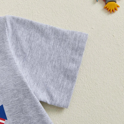 Toddler Boys American Flag Print Tank Top and Denim Shorts Set