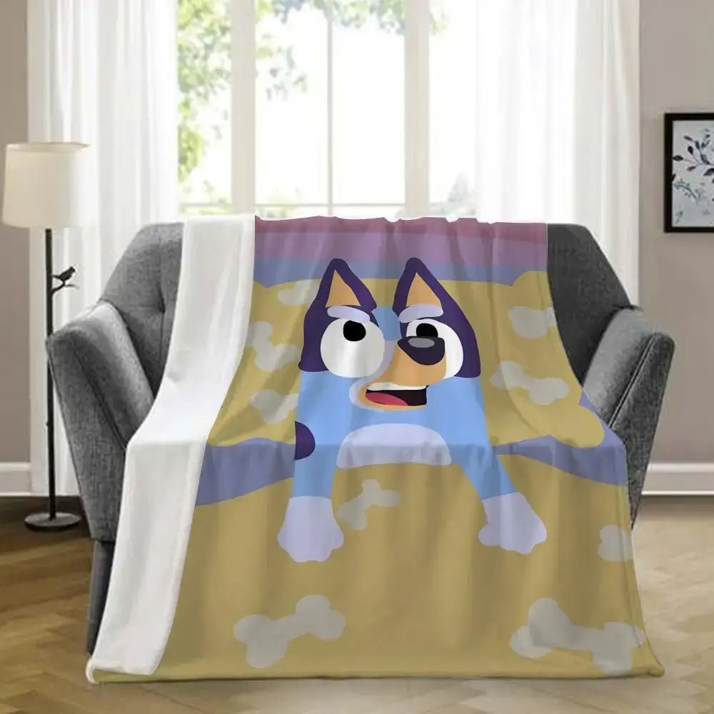 B-bluey-y Downy Throw Blanket Aesthetic Portable Home Travel Camping Sofa Picnic Thick Warm Flannel Blanket
