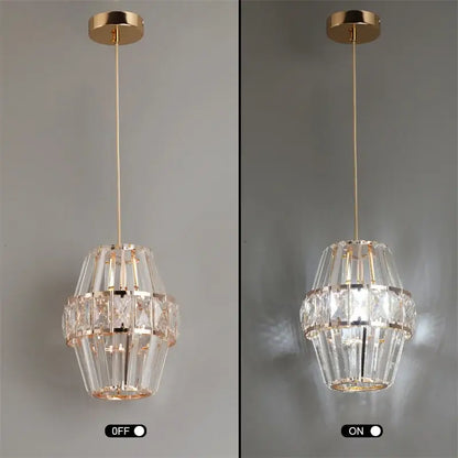 Modern Crystal Pendant Light with Gold-Tone Details
