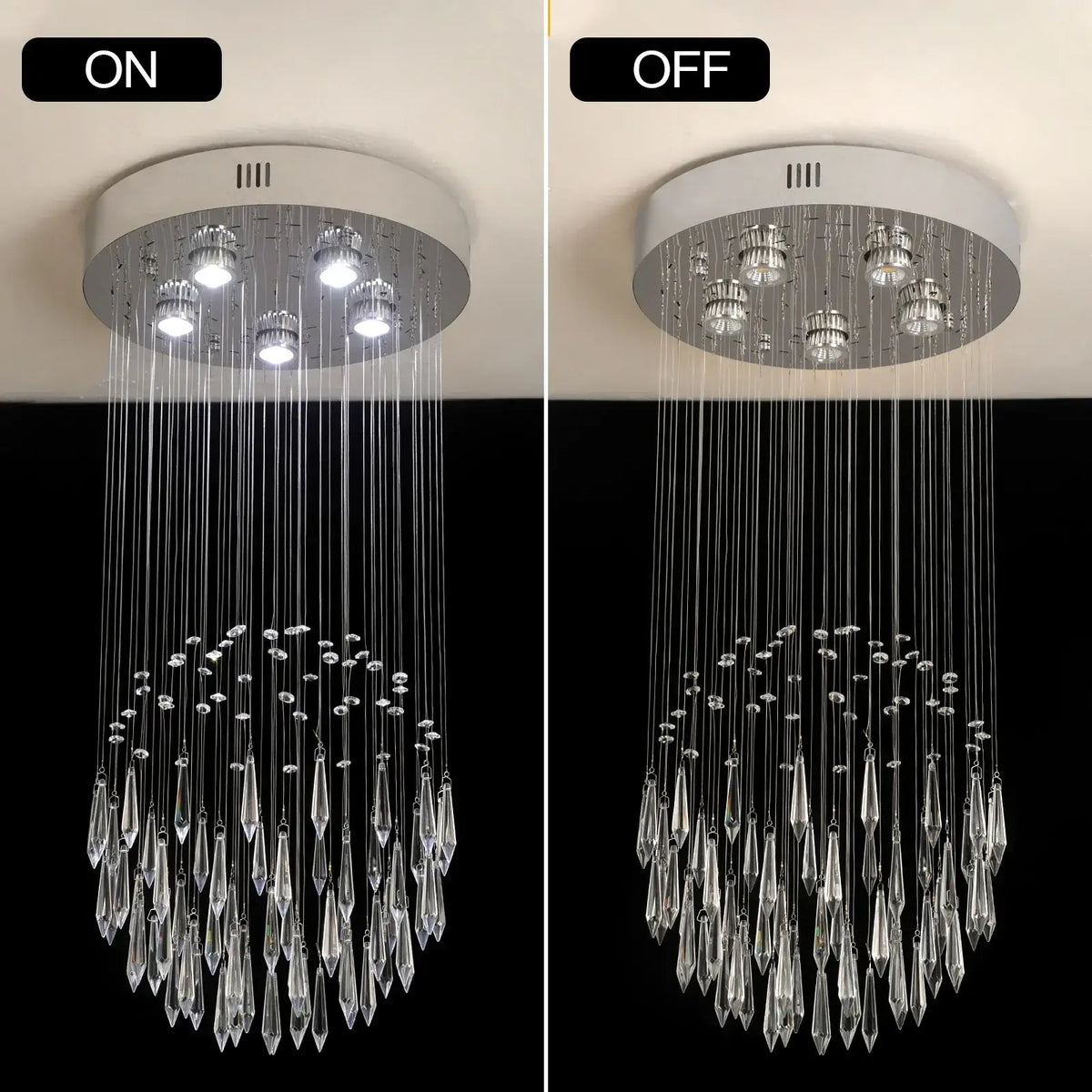 GreeLustr Crystal LED Chandelier, Ring or Raindrop Design