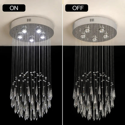 GreeLustr Crystal LED Chandelier, Ring or Raindrop Design