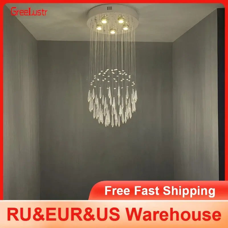 GreeLustr Crystal LED Chandelier, Ring or Raindrop Design