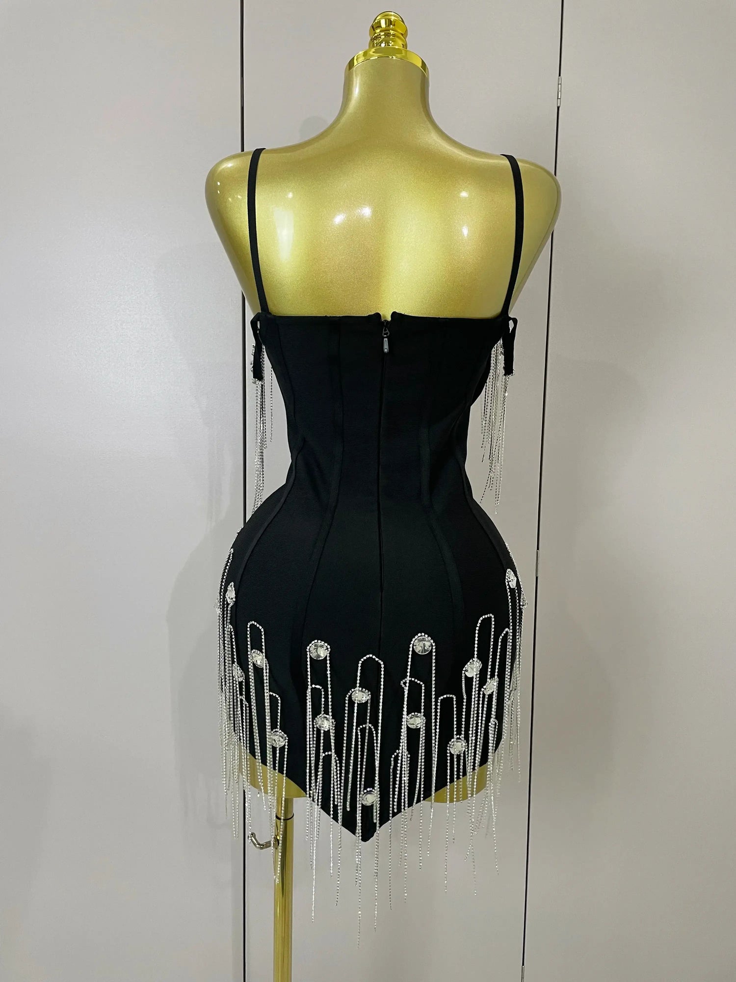 Elegant Black Backless Bodycon Dress for Parties Black / M