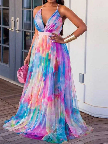 Plus Size Women Clothing 2xl 3xl 4xl 5xl Summer Sexy Evening Dresses Elegant and Beautiful Halterneck Long Dresses Mesh Hem