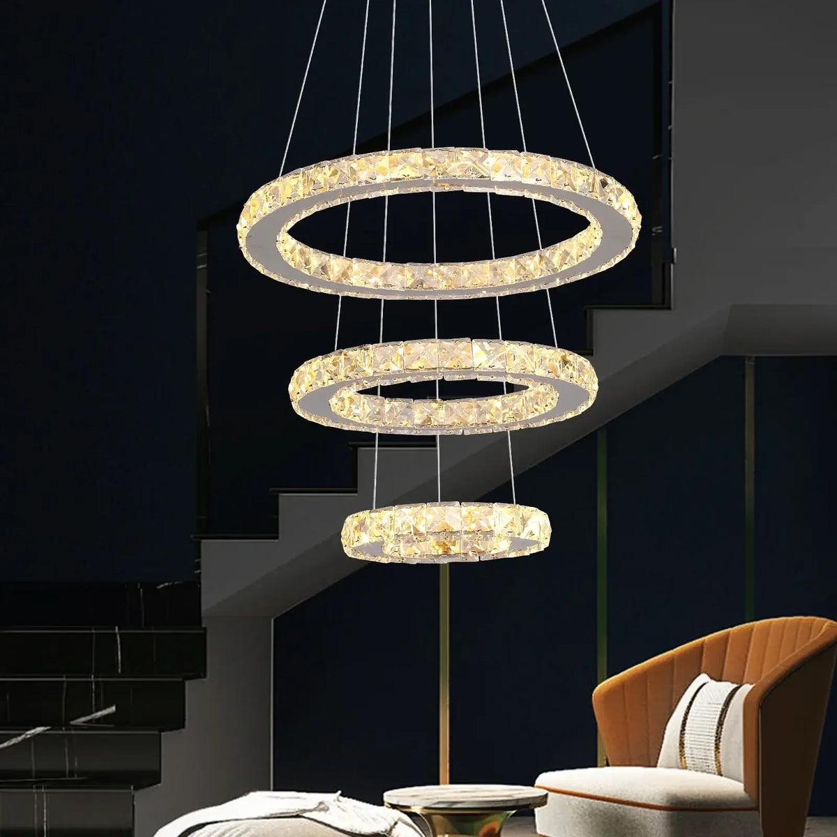 Modern Crystal Ring LED Pendant Chandelier