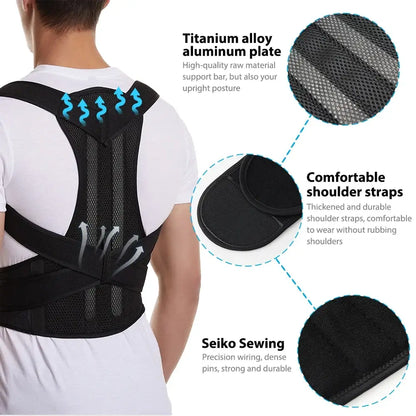 Adjustable Posture Support Vest - Black or Gray