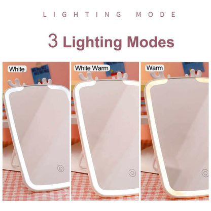 LED Makeup Mirror Touch Screen Vanity Mirrors USB Charging Cosmetic.