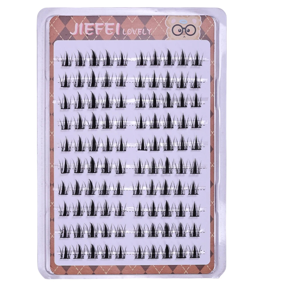 DIY Self-Adhesive Cluster Lashes – 10 Rows/Box | Glue-Free | Natural Long Manga Style | Handmade | Unisex