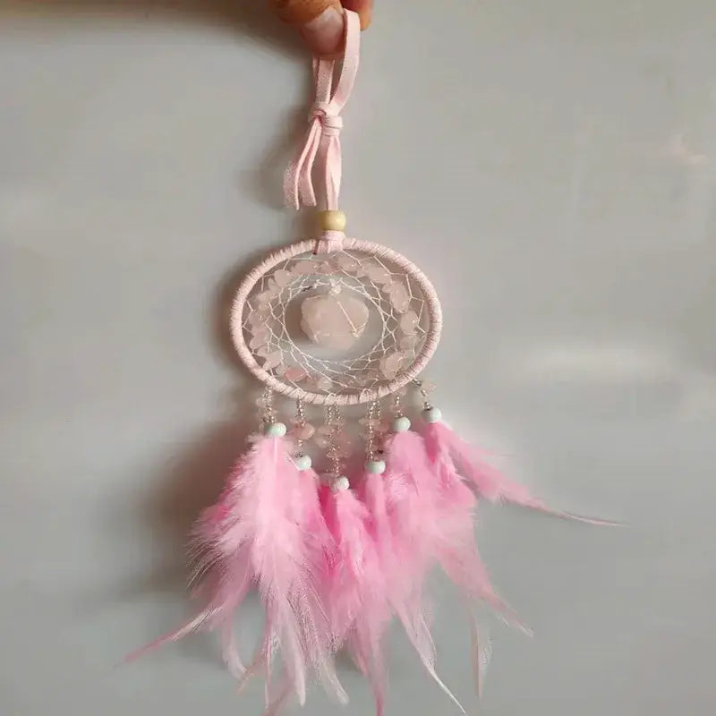 Dream Catcher Feather Pendant Crystal StoneHome Decor Wall Hanging Car Pendant Schoolbag Wind Chimes Dreamcatcher Decoration