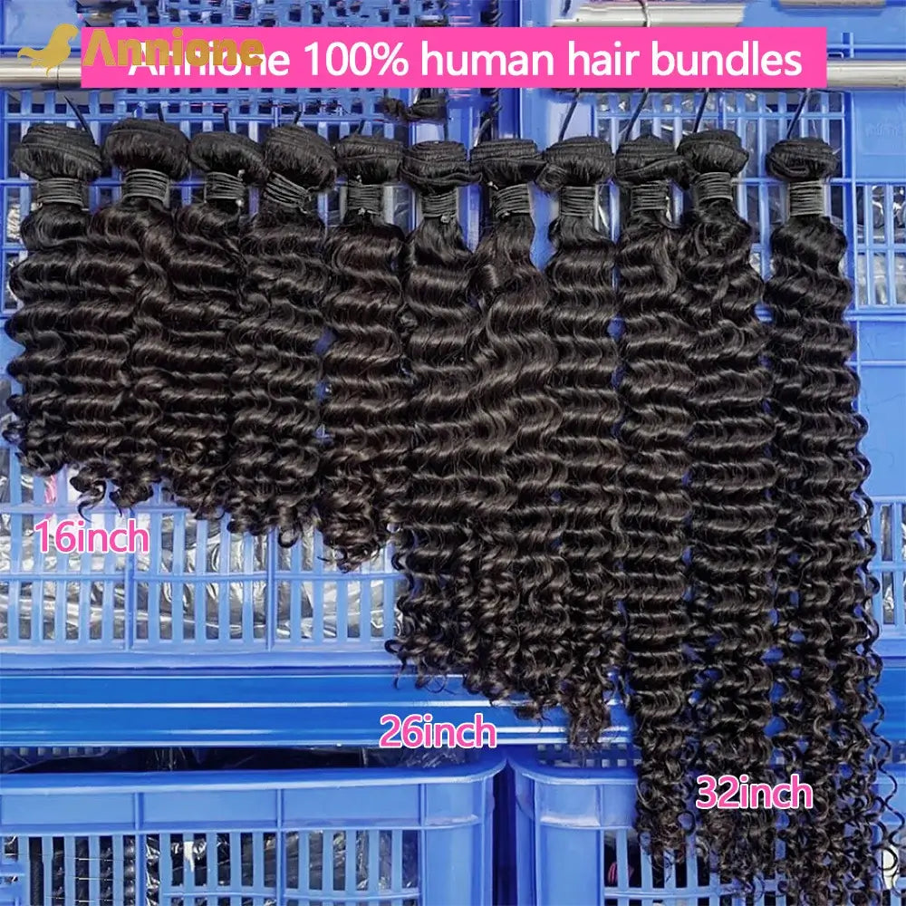 Deep Wave Bundles 100% Human Hair Curly Hair Bundles 12A Raw Hair Bundles 1/3/4 PC Brazilian Kinky Curly Hair Bundles Human Hair