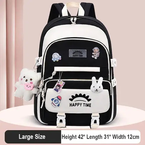 Large Capacity Cute Women Multi-Pocket Nylon Backpack Ins Junior High.