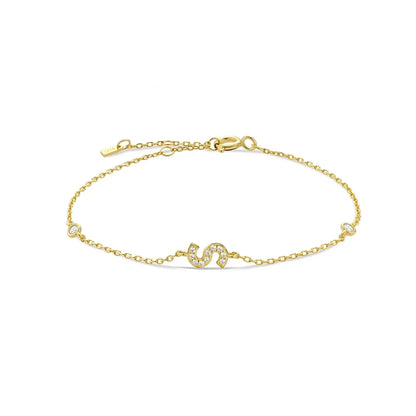 925 Sterling Silver Initial 26 Letters Alphabet Monogram Gold Name Bracelet Crystal CZ Zircon 2021 Fashionable Jewelry