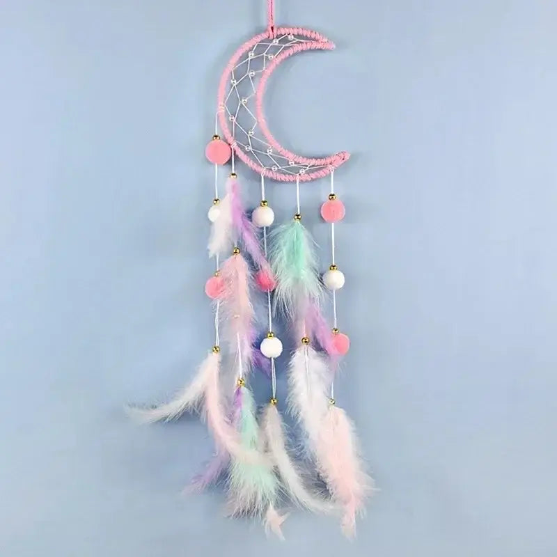 Cute Dream Catcher To Hang Home Decoration Star Moon Dreamcatcher Feather Ornaments Wall Hanging Interior Kid Room House Decor