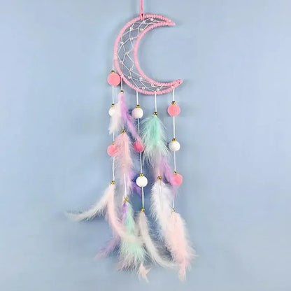 Cute Dream Catcher To Hang Home Decoration Star Moon Dreamcatcher Feather Ornaments Wall Hanging Interior Kid Room House Decor