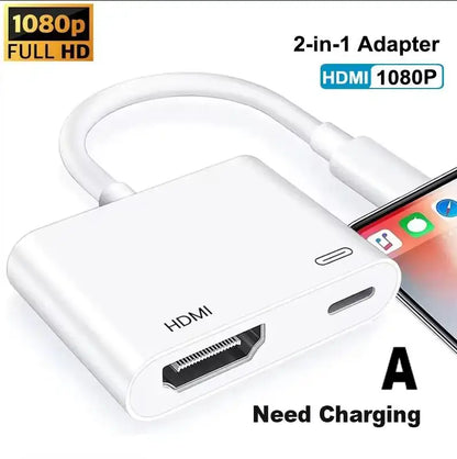 GITFOS Adapte For Lightning to HDMI HUB 1080P VideoAudio Sync Screen Converter with ios Charging Port iPhone to HDMI OTG Adapter