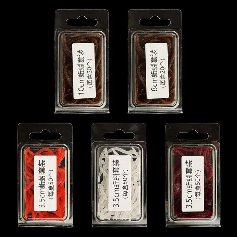 Red Worm Soft Fishing Lures, 3.5–10 cm Options