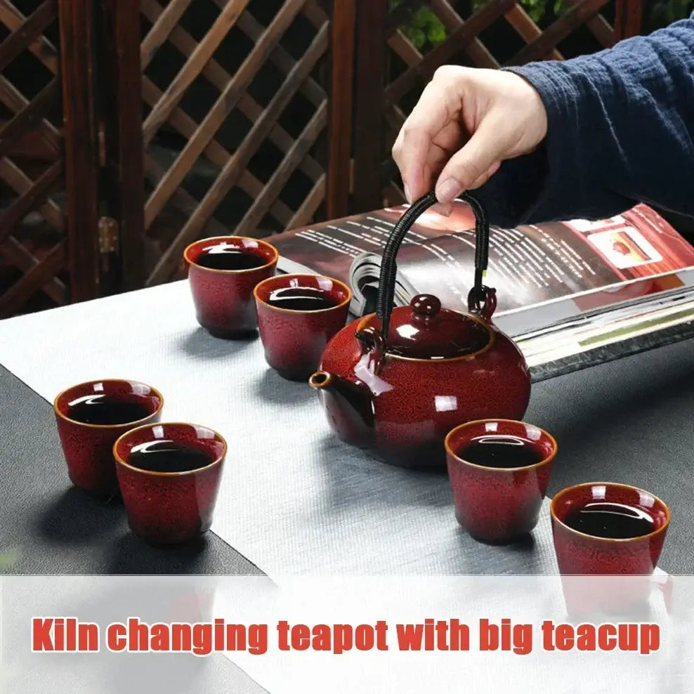 ceramic tea set with handle