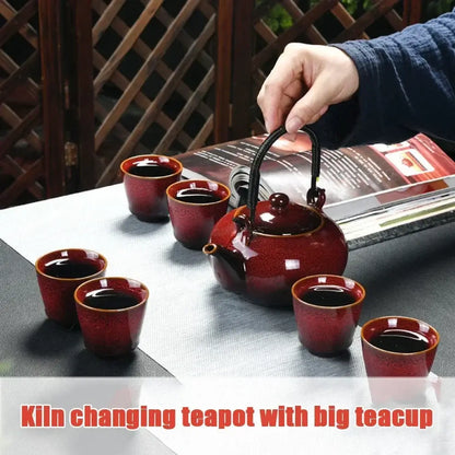 ceramic tea set with handle