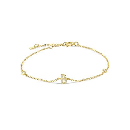 925 Sterling Silver Initial 26 Letters Alphabet Monogram Gold Name Bracelet Crystal CZ Zircon 2021 Fashionable Jewelry