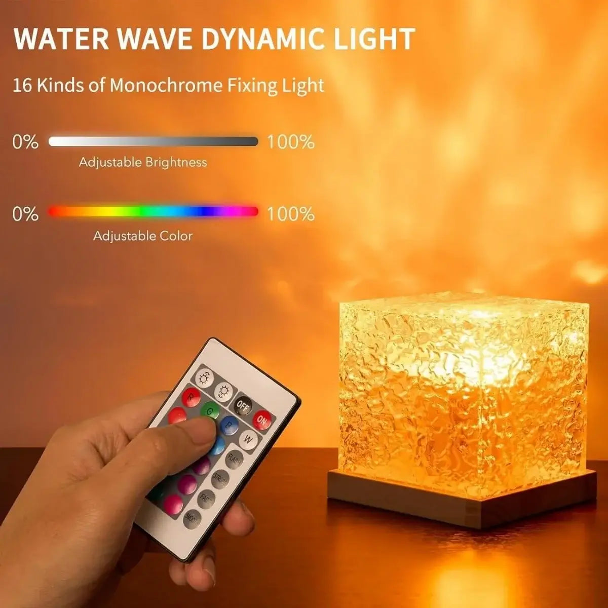 Rotating Water Ripple Projector Night Light – 16 Colors