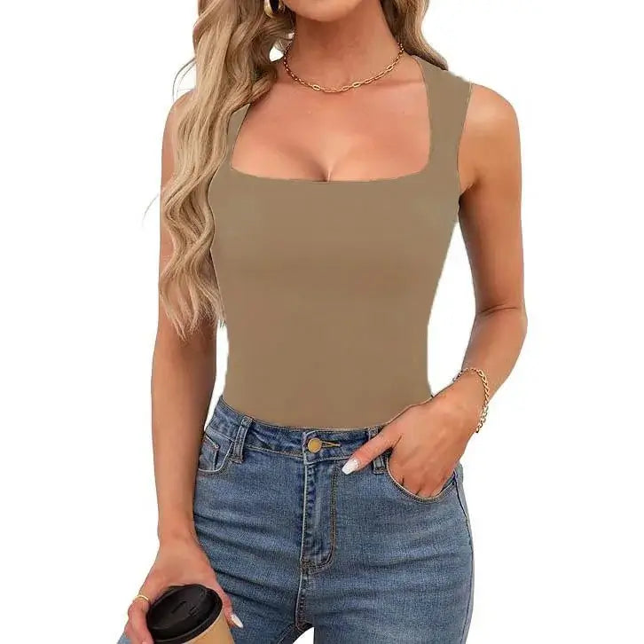 Slim Fit Square Collar Sleeveless Vest for Women Stylish Trendy Base Layer Top Fashionable Casual Wear Versatile Comfortable