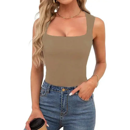 Slim Fit Square Collar Sleeveless Vest for Women Stylish Trendy Base Layer Top Fashionable Casual Wear Versatile Comfortable