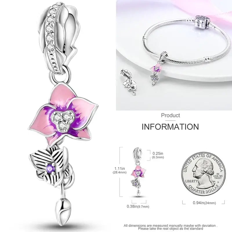 Hot Dream Catcher Feather 925 Sterling Silver Purple Colorful Moon Dreamy Blue Charm Original Fits Women DIY Jewelry Girl Charms