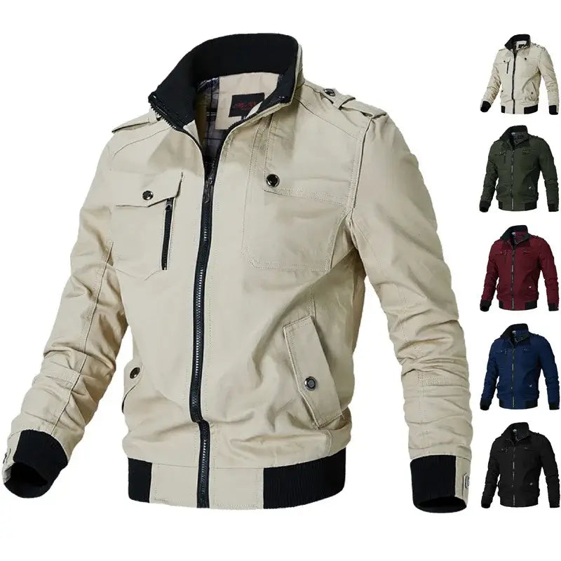 Bomber Jacket Men Fashion Casual Windbreaker Jacket Coat Men 2024 Spring Autumn New Hot Outwear Solid Stand Slim Jacket Mens