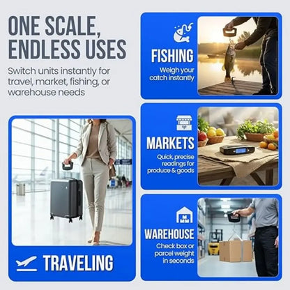 50Kg 10g Luggage Weight Scale, LCD Luggage Scale Travel Digital, Fish Scale, Home Electronic Portable Hanging Weight Hook Travel Luggage Scale