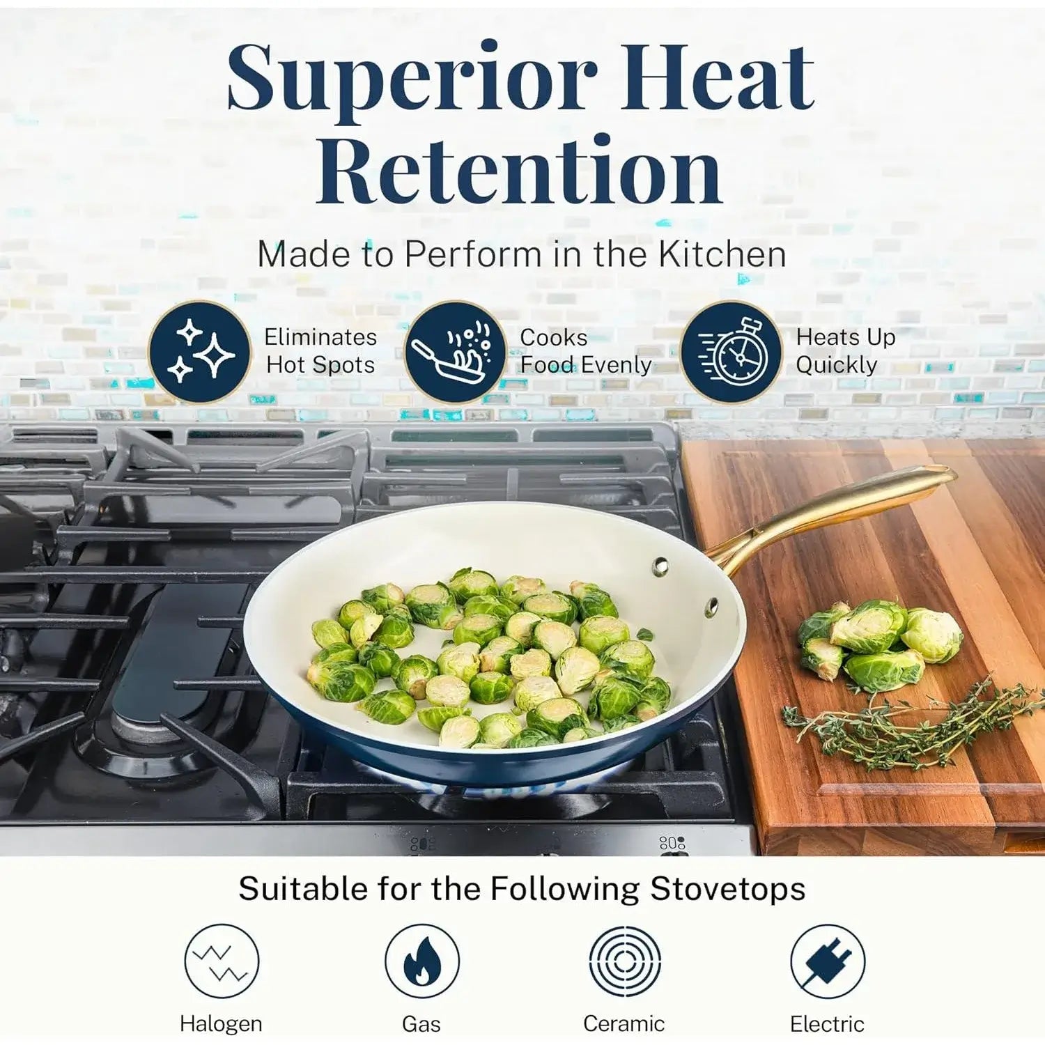 15 Pc Navy Ceramic Non-Stick Cookware Set