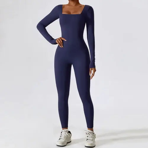 Jumpsuit Gym Workout Yoga Clothes Dance Fitness Long Sleeved One Piece.