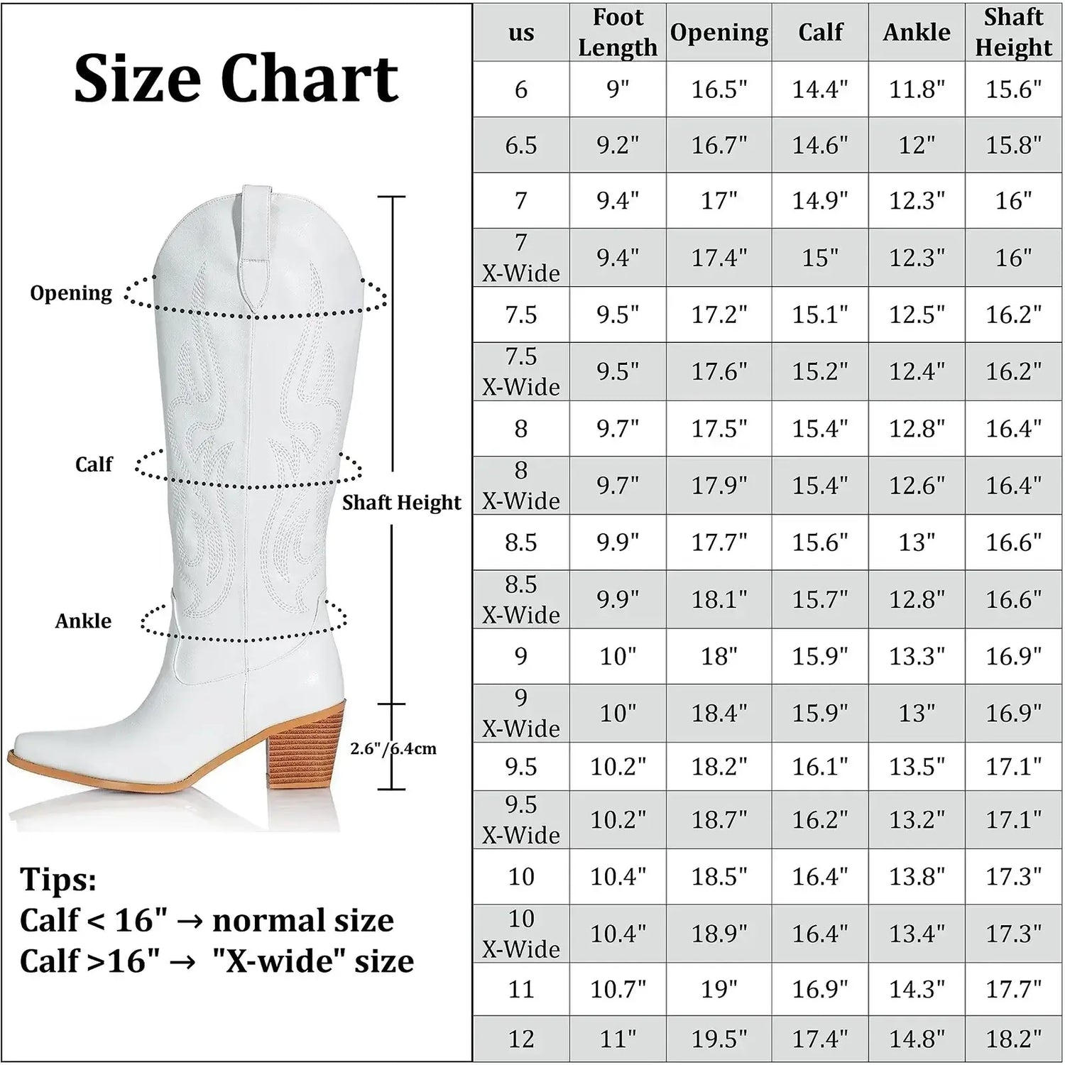 Cowboy Boots for Women - Black Knee High Cowgirl Boots with Classic Embroidered, Slip On Pointed Toe Fashion Retro White