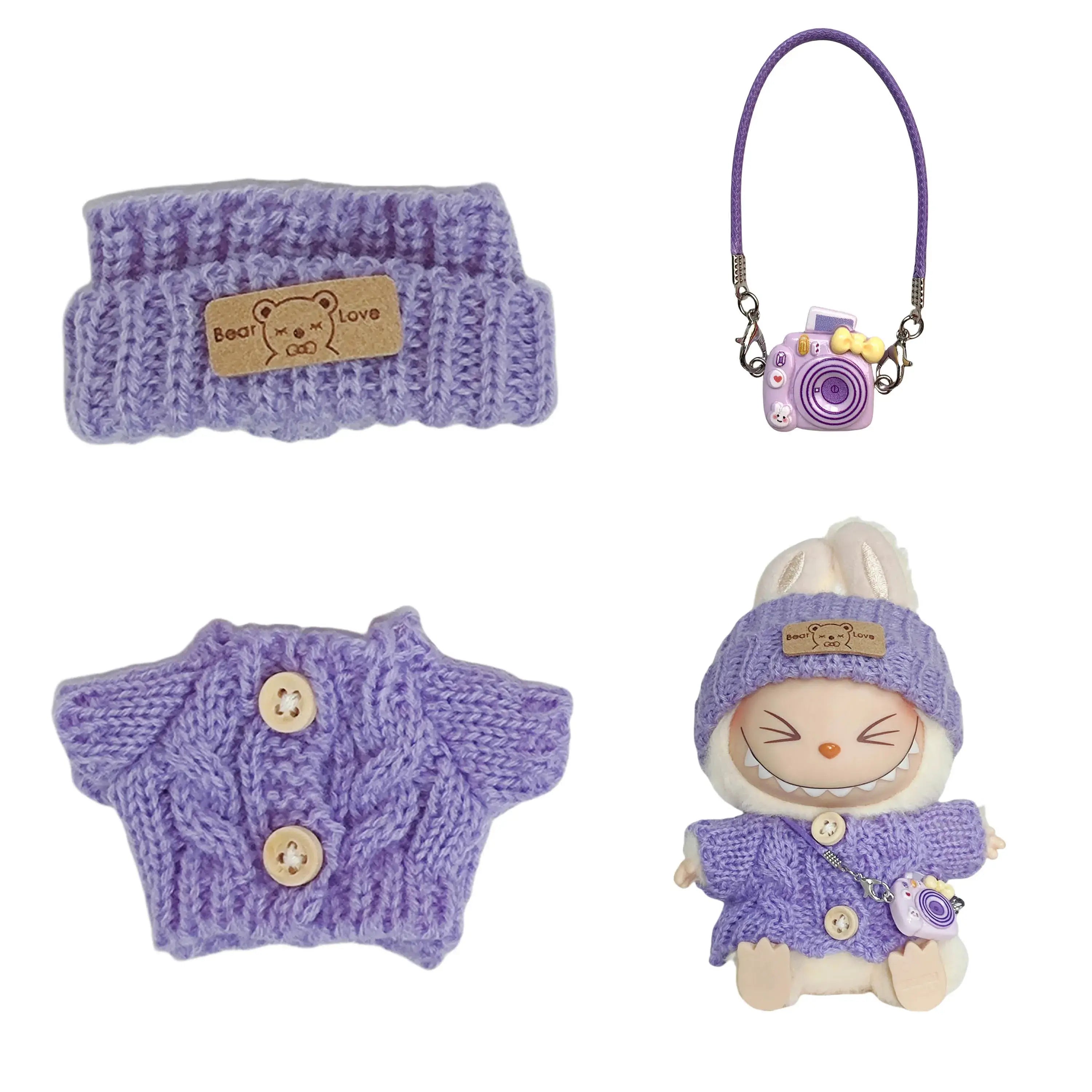 Labubu II Dolls Cute Clothing Set - Mesh Sweater &amp; Hat