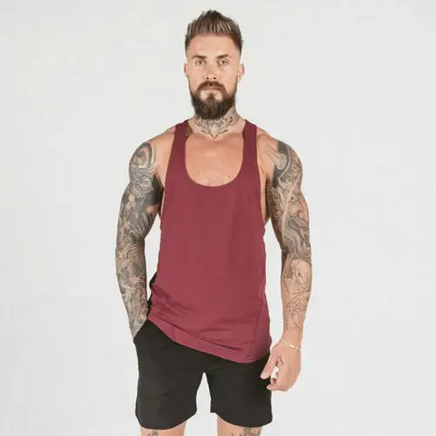 Summer Y Back Gym Stringer Tank Top Men Cotton Clothing Bodybuilding.