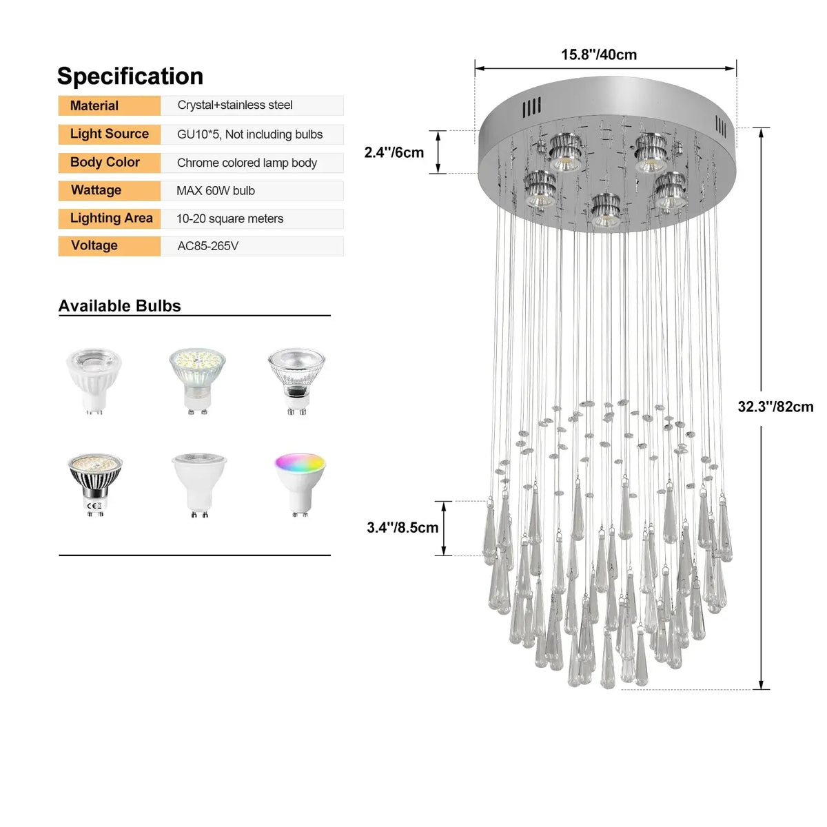 VETRULUS Modern Crystal Chandelier, Selectable Designs