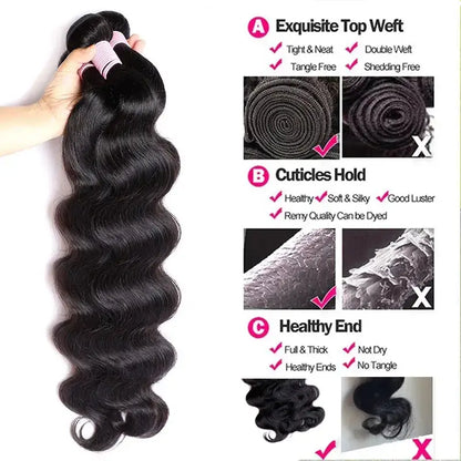PerisModa Body Wave Bundles With Closure 12A 5x5 4x4 HD Transparent Lace Virgin Brazilian Human Hair Extensions Natural Hair