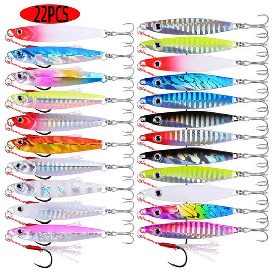 22PCS Metal Spoon Jigs Carp Fishing Lures Set 40g 30g 20g 17g 10g 7g