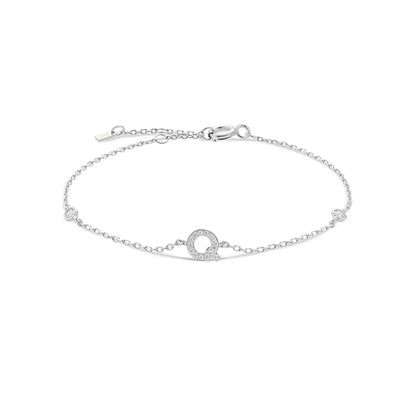 925 Sterling Silver Initial 26 Letters Alphabet Monogram Gold Name Bracelet Crystal CZ Zircon 2021 Fashionable Jewelry
