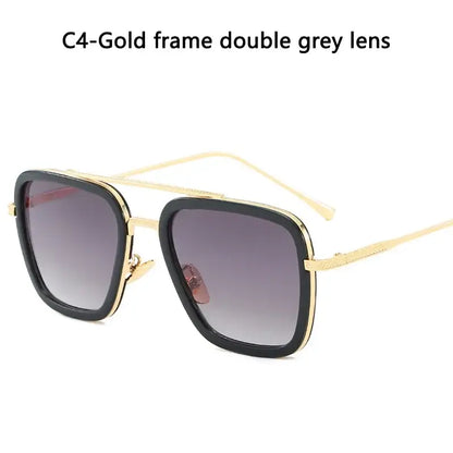 Sun Glasses Fashion Square frame Tony Stark Style Women Sunglasses Men Square Brand Design Sun Glasses Oculos Retro Male Iron