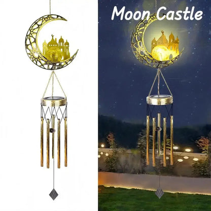 Glowing Crackle Glass Solar Wind Chimes Waterproof LED Outdoor Wind Bells Unique Garden Decorative Gifts